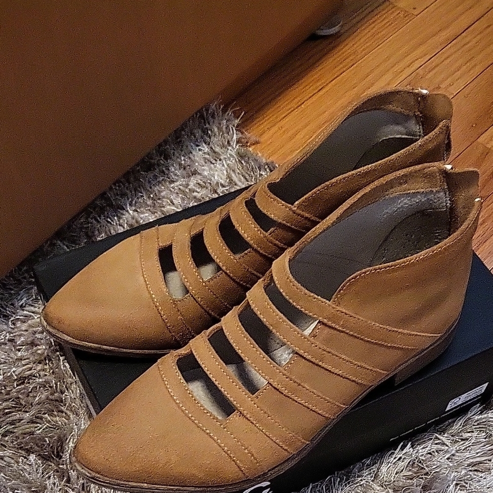 Free People Tan Strappy Ankle Boots